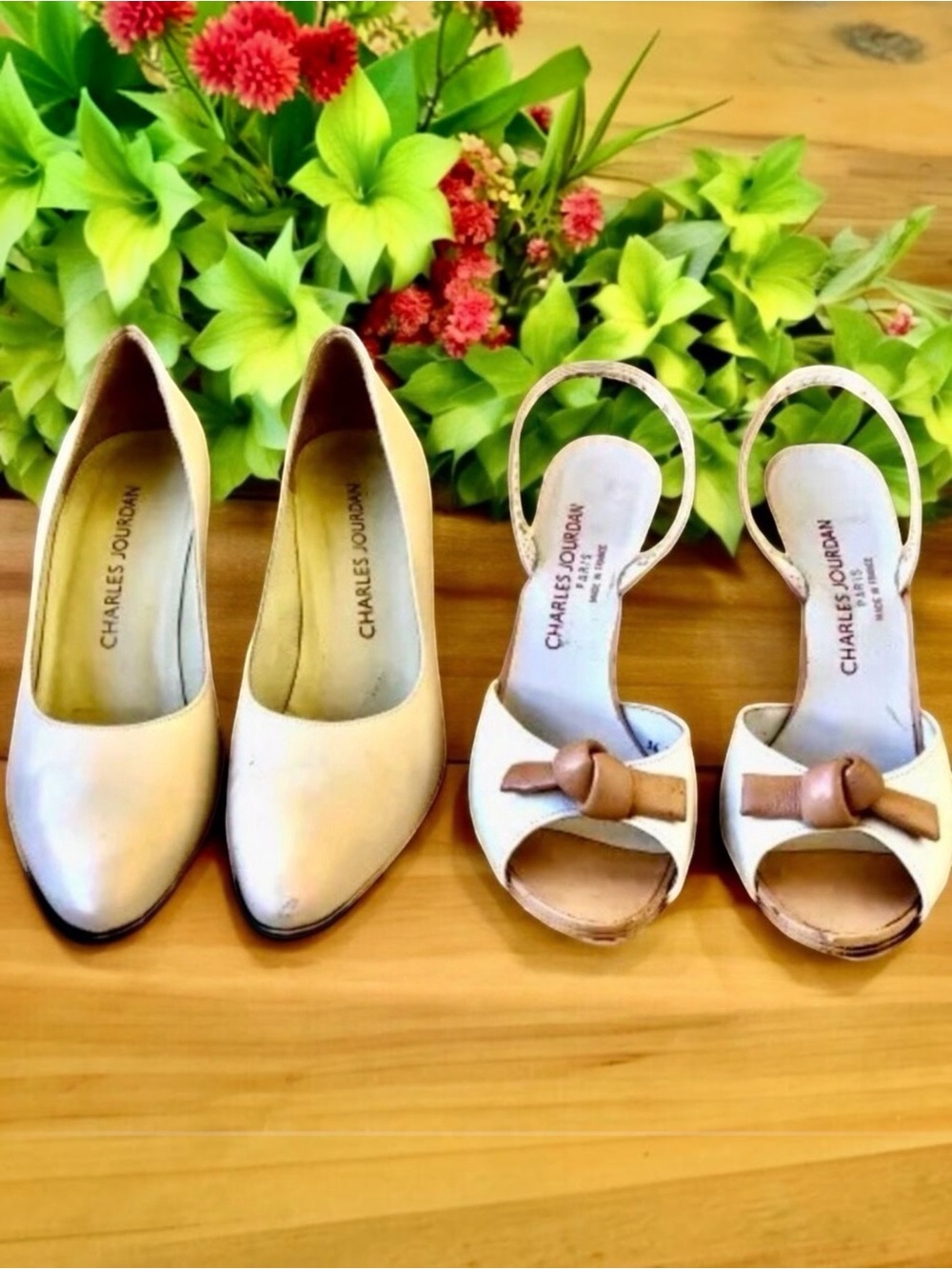 Charles Jourdan Vintage Slingback + Pump Womens 8 Paris & France FLAWS Two Pair